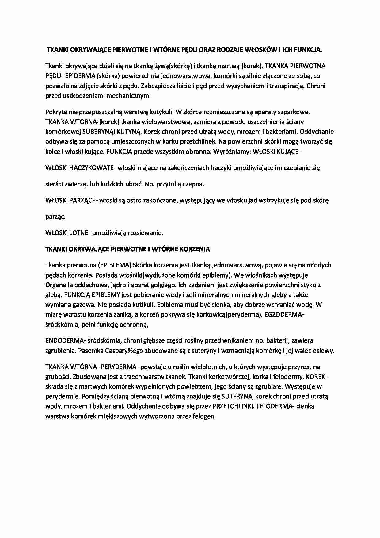 Ćwiczenia - tkanki okrywające pędu i korzenia - strona 1
