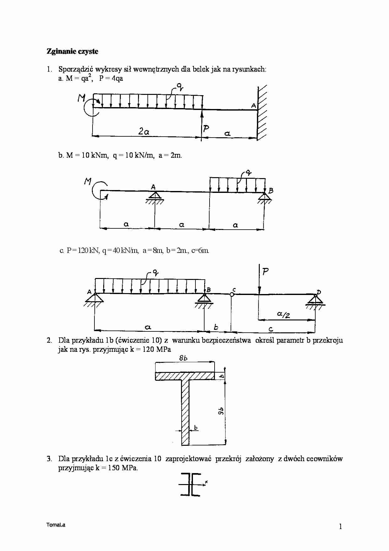 Zadania - zginanie czyste - strona 1