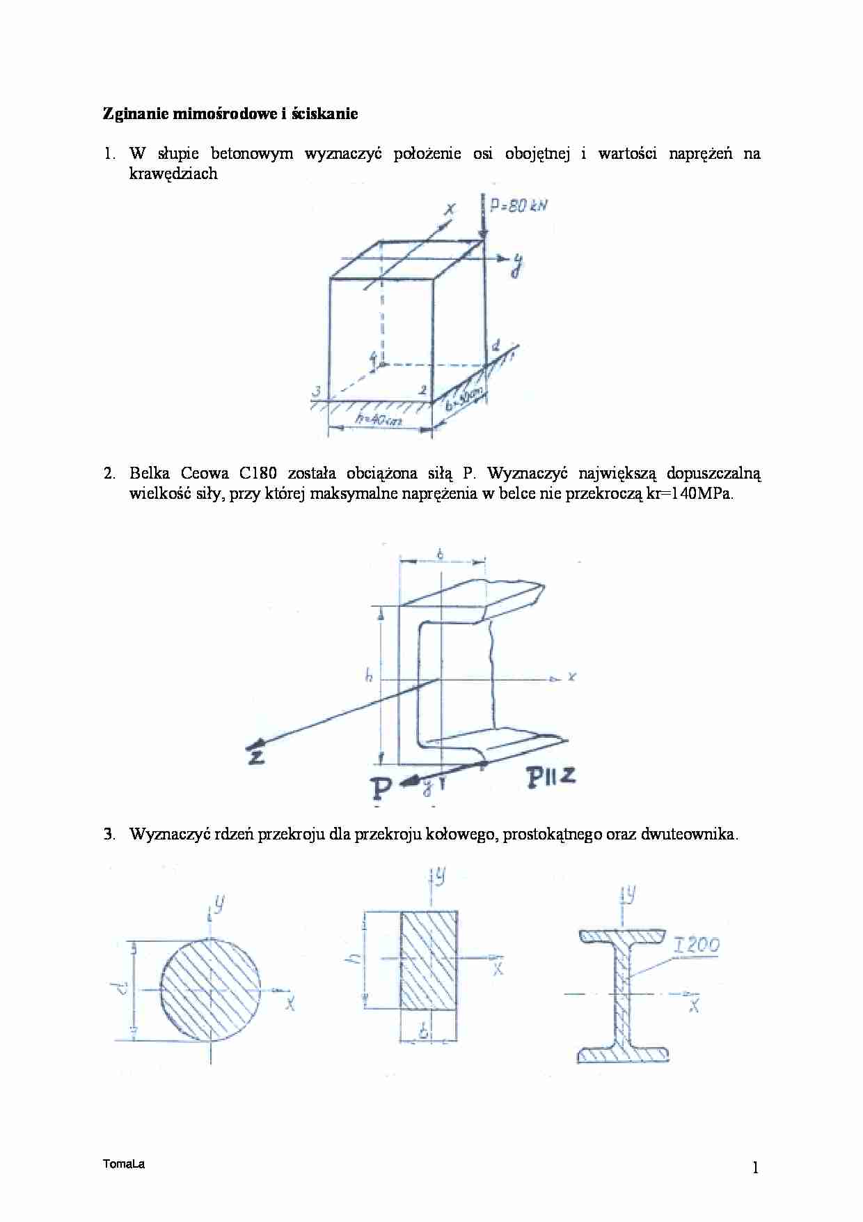 Zginanie mimośrodowe i ściskanie - strona 1