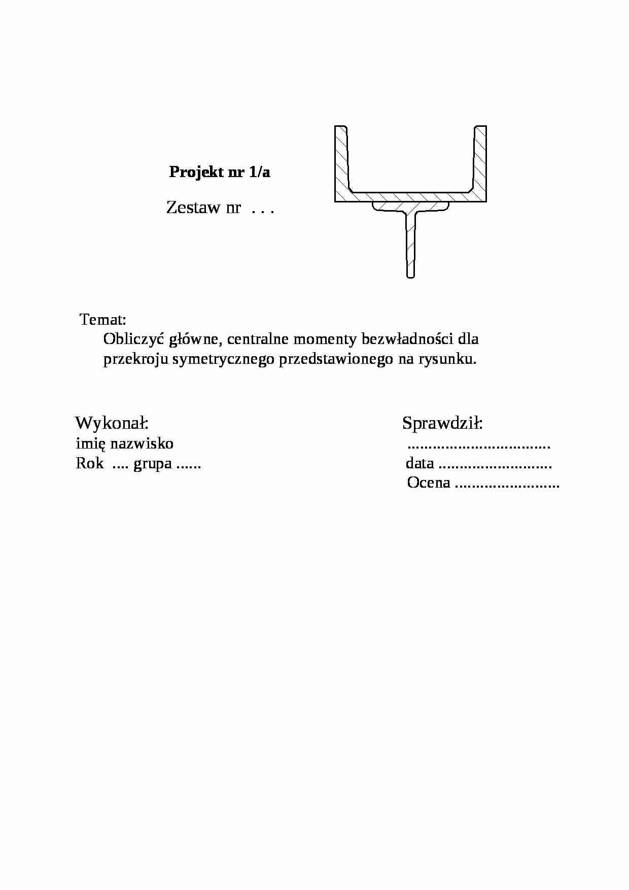Projekt z wytrzymałości materiałów - strona 1
