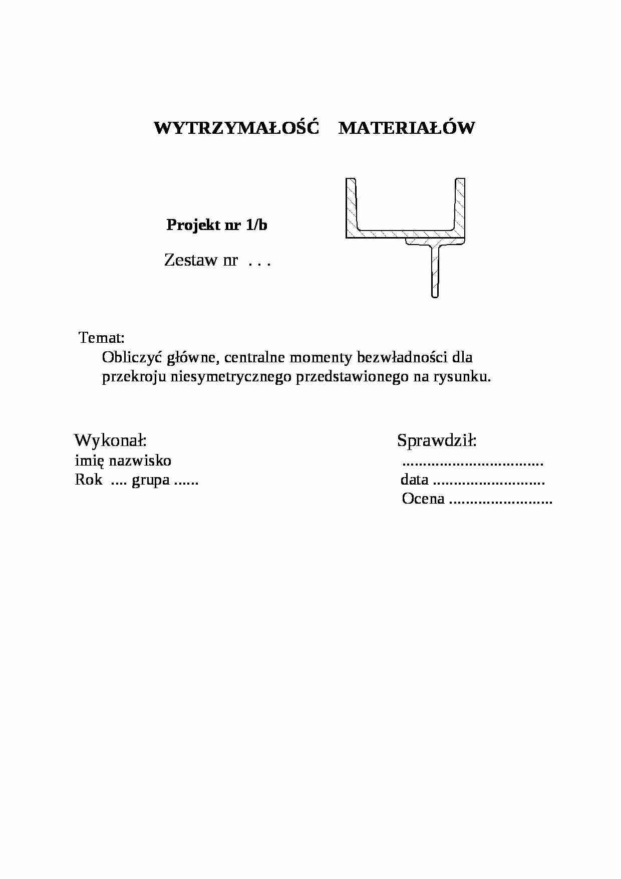 Projekt z wytrzymałości materiałów 1d - strona 1