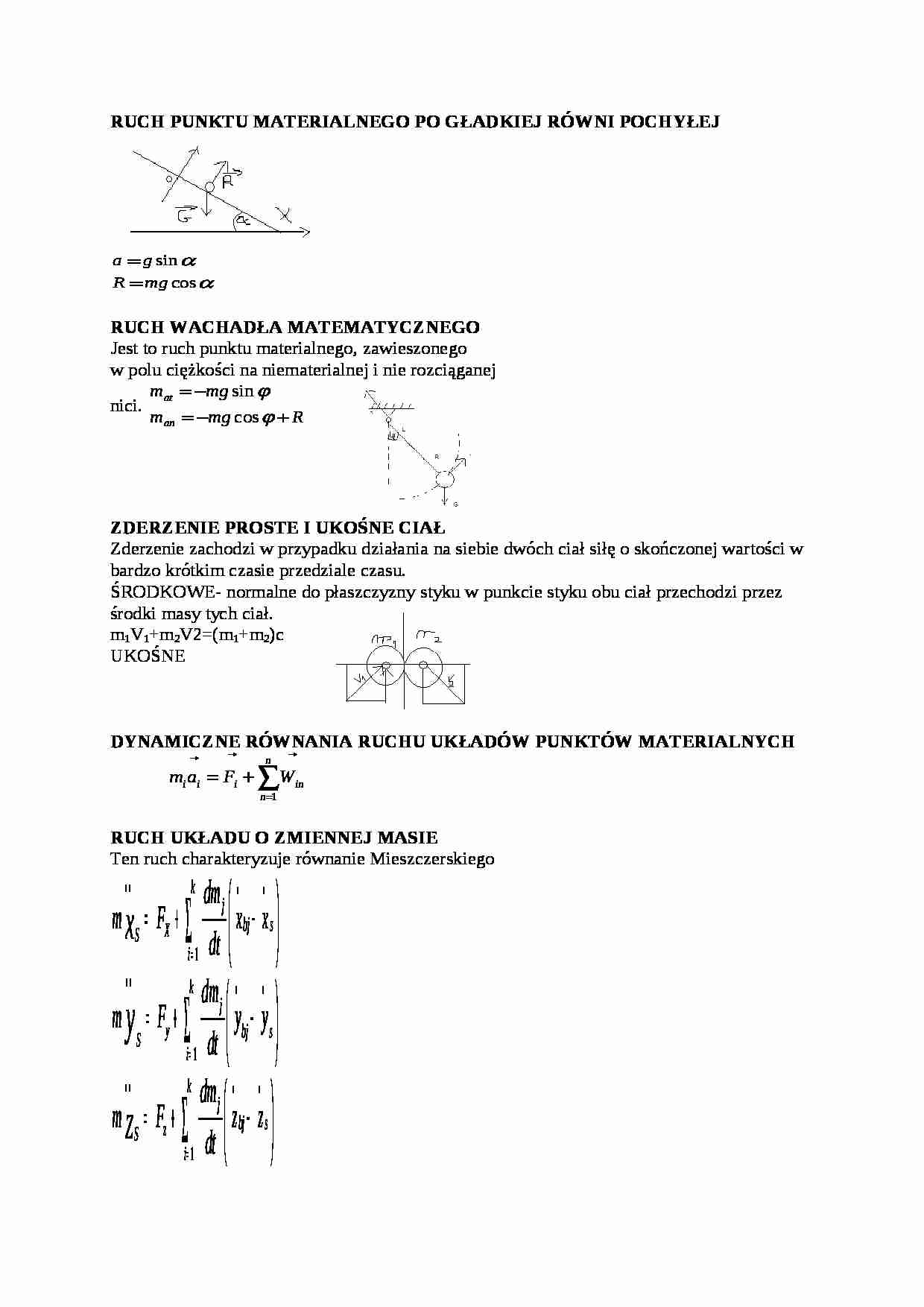 Ruch punktu materialnego i praca - omówienie - strona 1