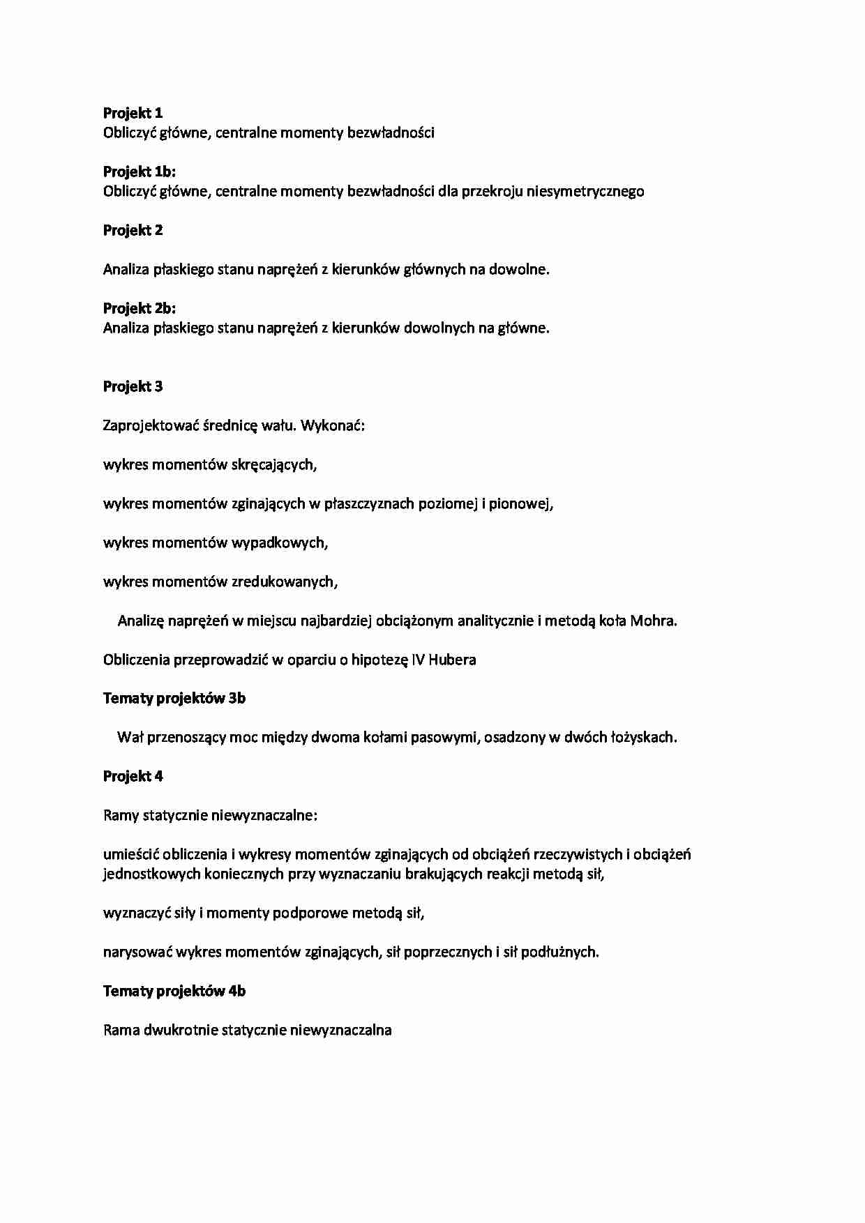 Tematy projektów - mechanika budowli - strona 1