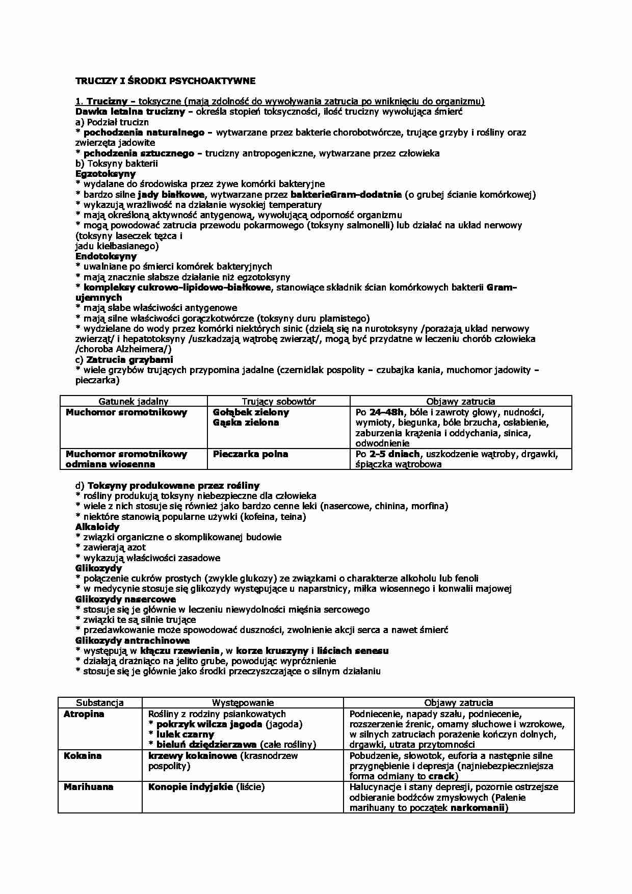 Trucizny i środki psychoaktywne - omówienie  - strona 1