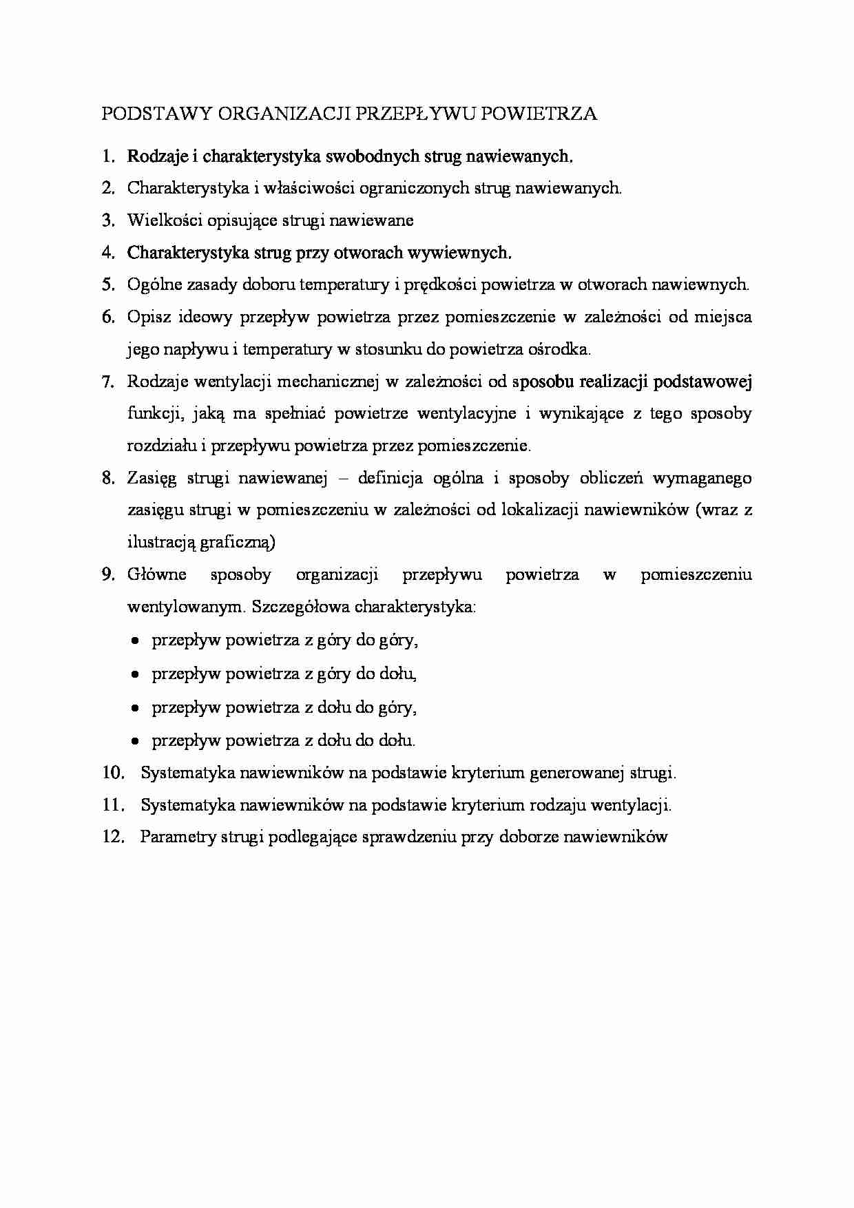 pytania z działu - Podstawy organizacji przepływu powietrza - strona 1