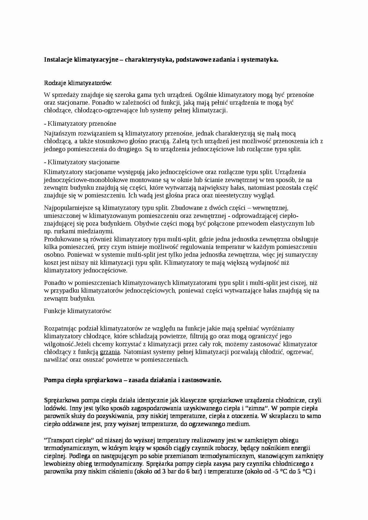 wykład  - instalacje klimatyzacyjne - strona 1