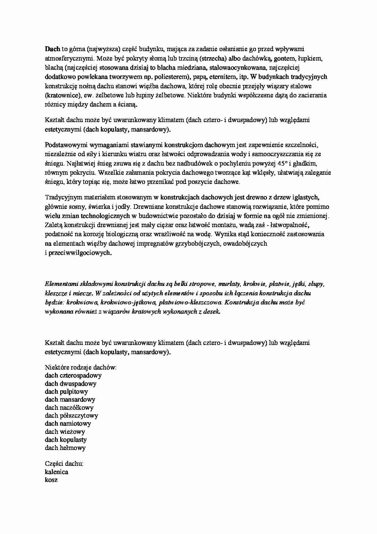 dach- rodzaje i budowa - strona 1