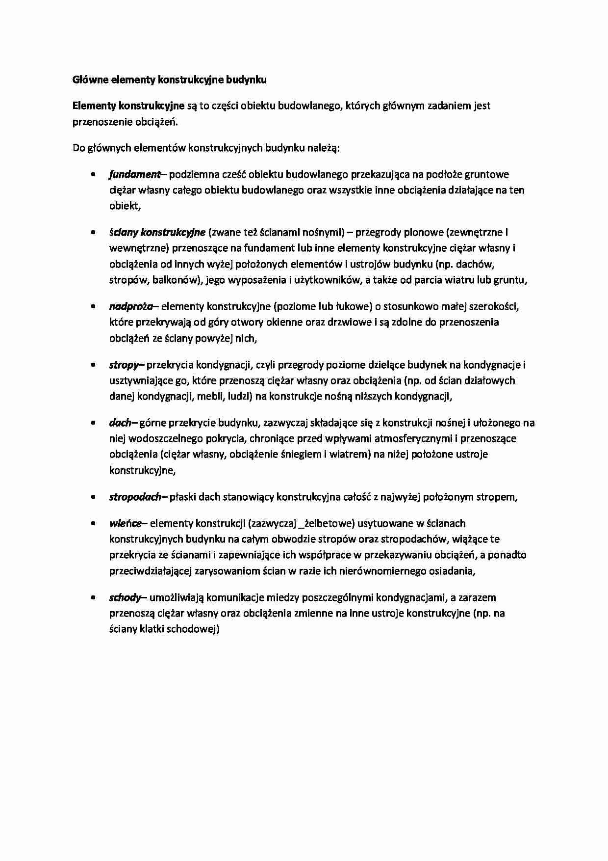 Główne elementy konstrukcyjne budynku - omówienie  - strona 1