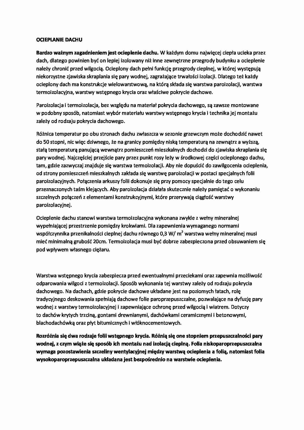 Ocieplanie dachu  - strona 1