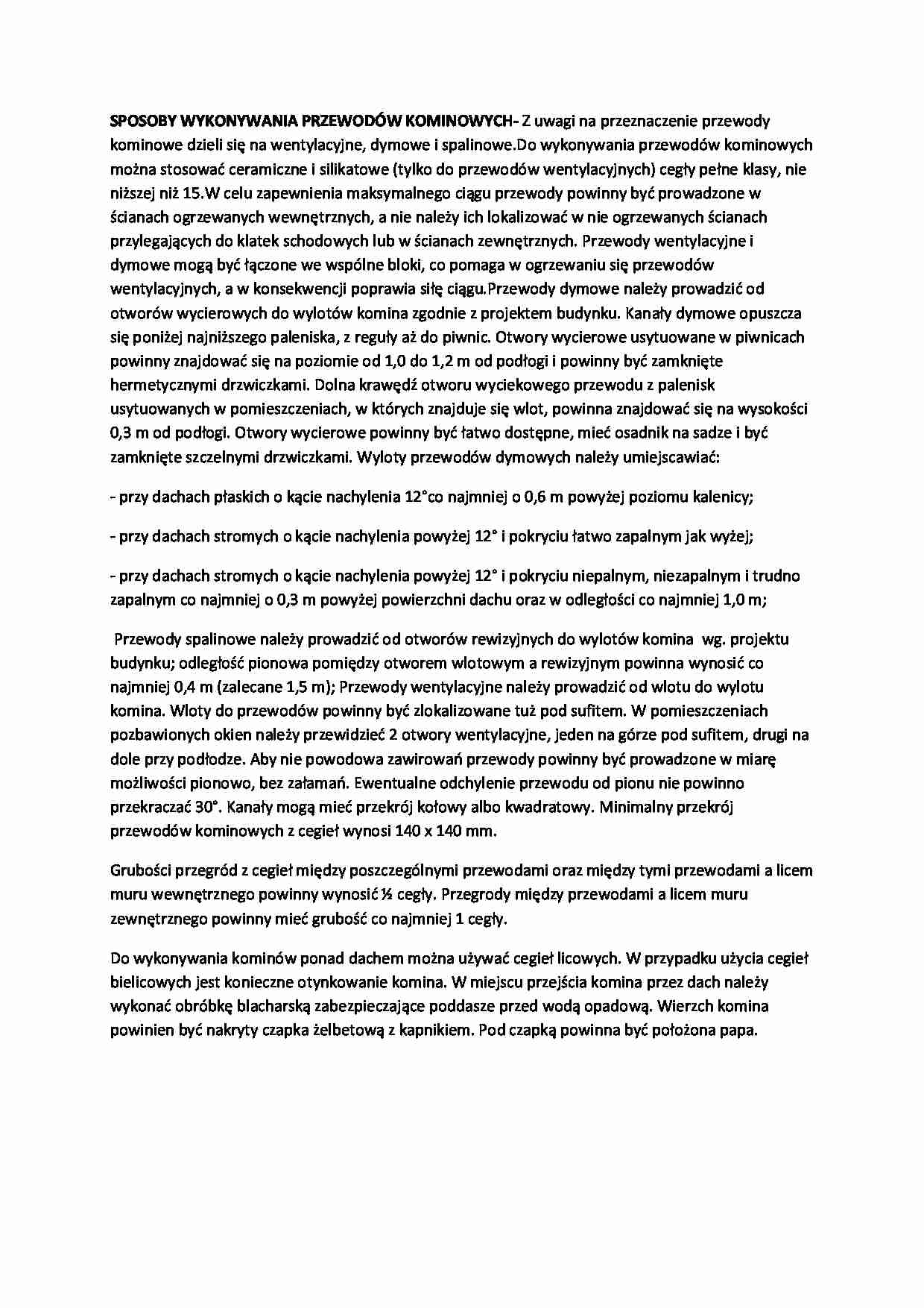 Sposoby wykonywania przewodów kominowych - strona 1