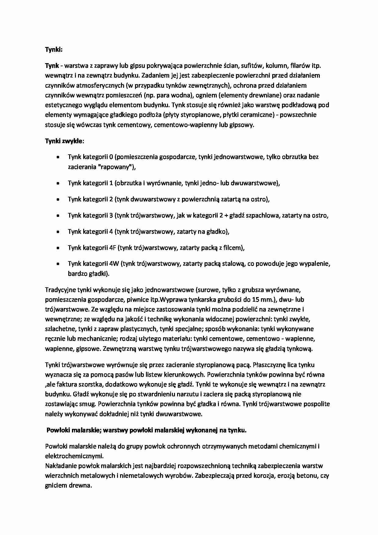 Tynki i powłoki malarskie - omówienie - strona 1