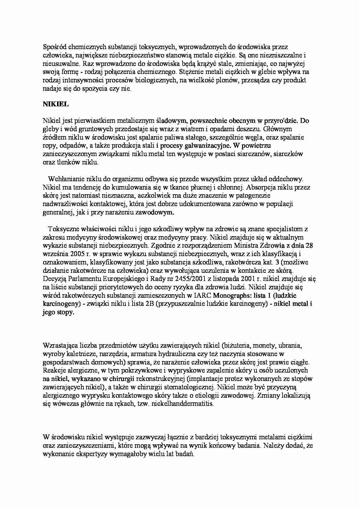 oddziaływania na środowisko - nikiel i miedź - strona 1