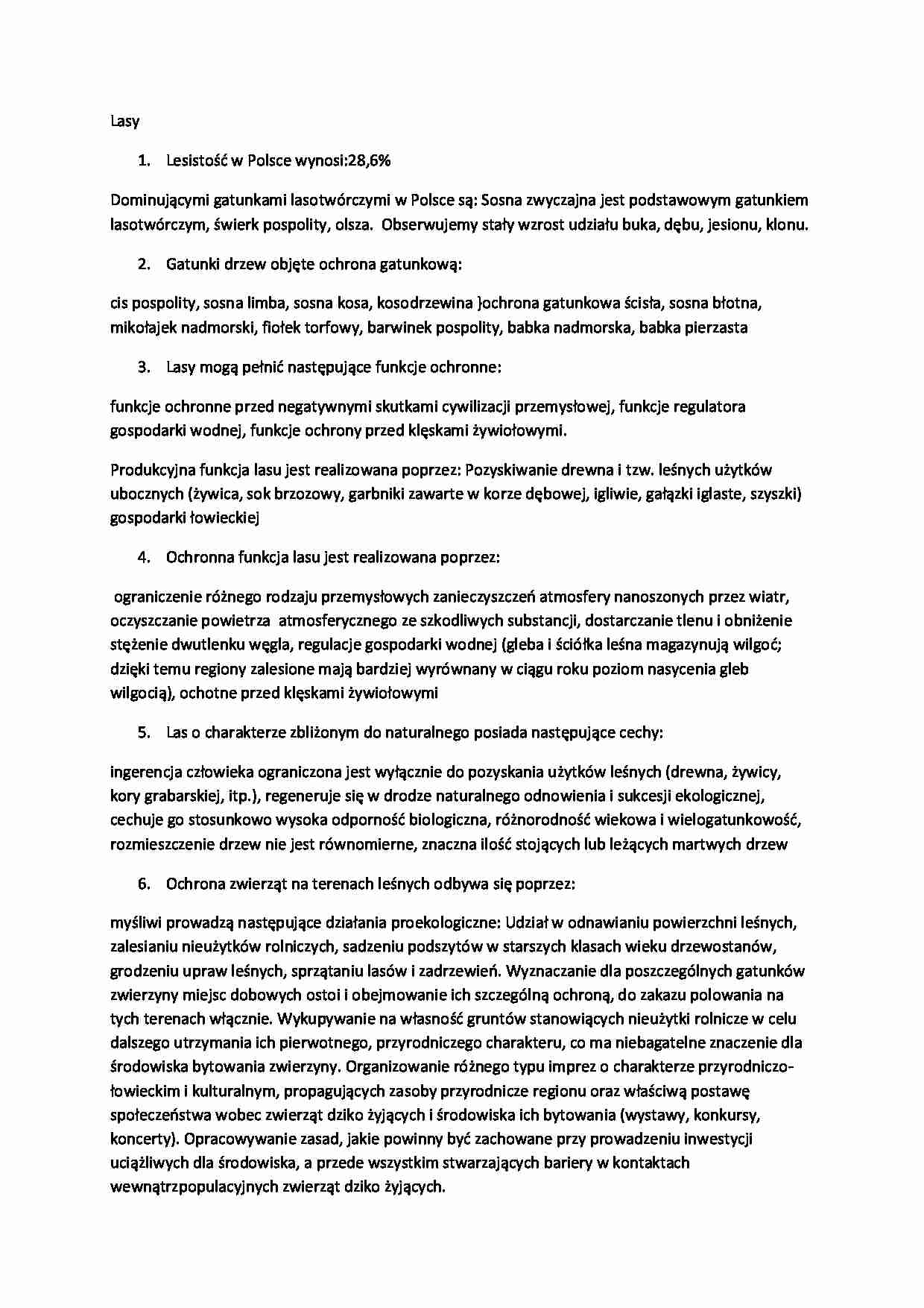 opracowanie pytań z działu las - strona 1