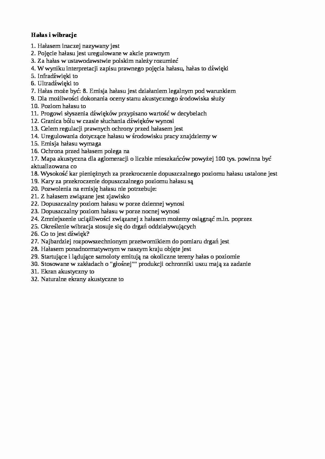 pytania z egzaminu hałasu i wibracji - strona 1