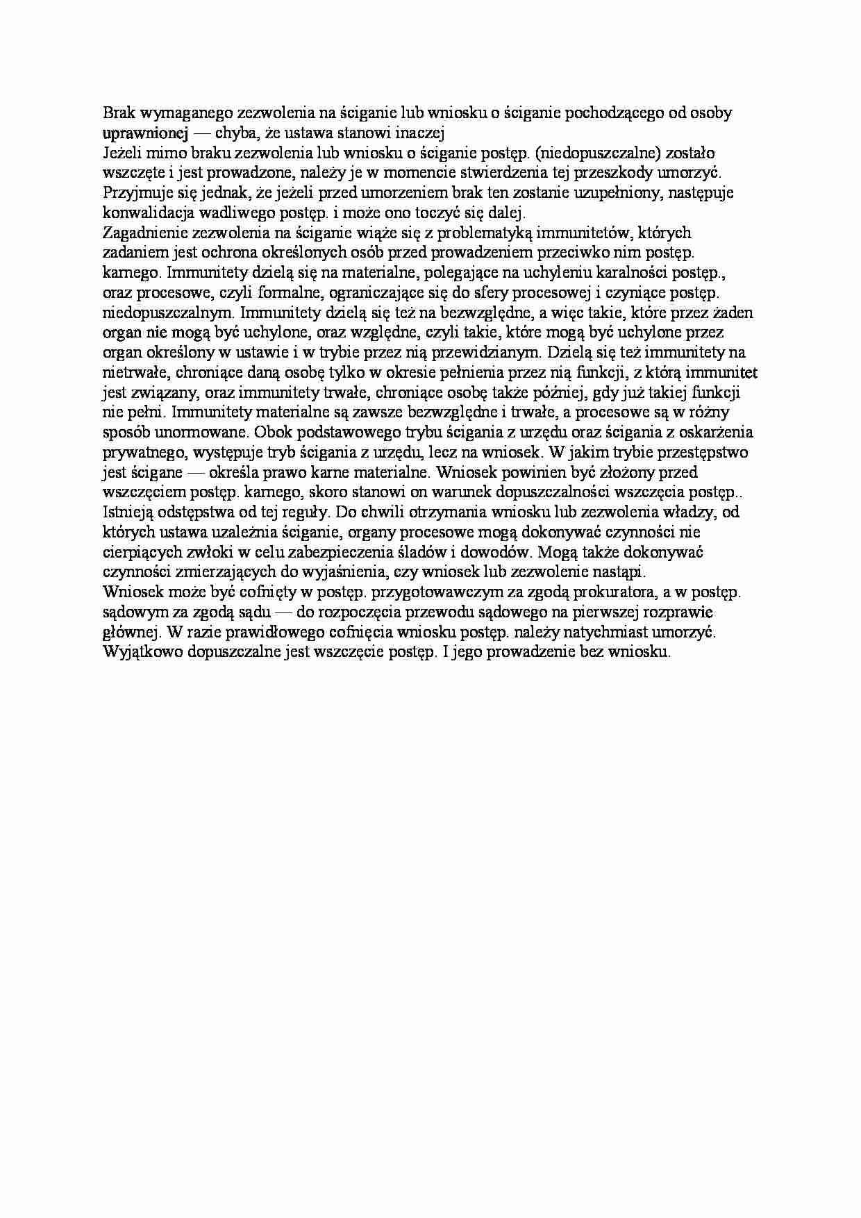 Zezwolenie na ściganie - omówienie - strona 1