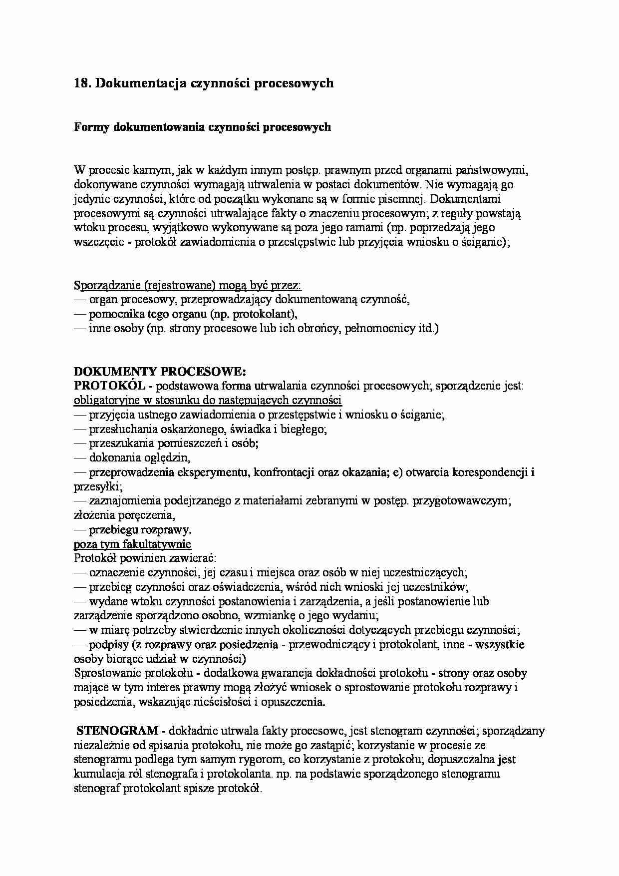  Dokumentacja czynności procesowych - opracowanie - strona 1