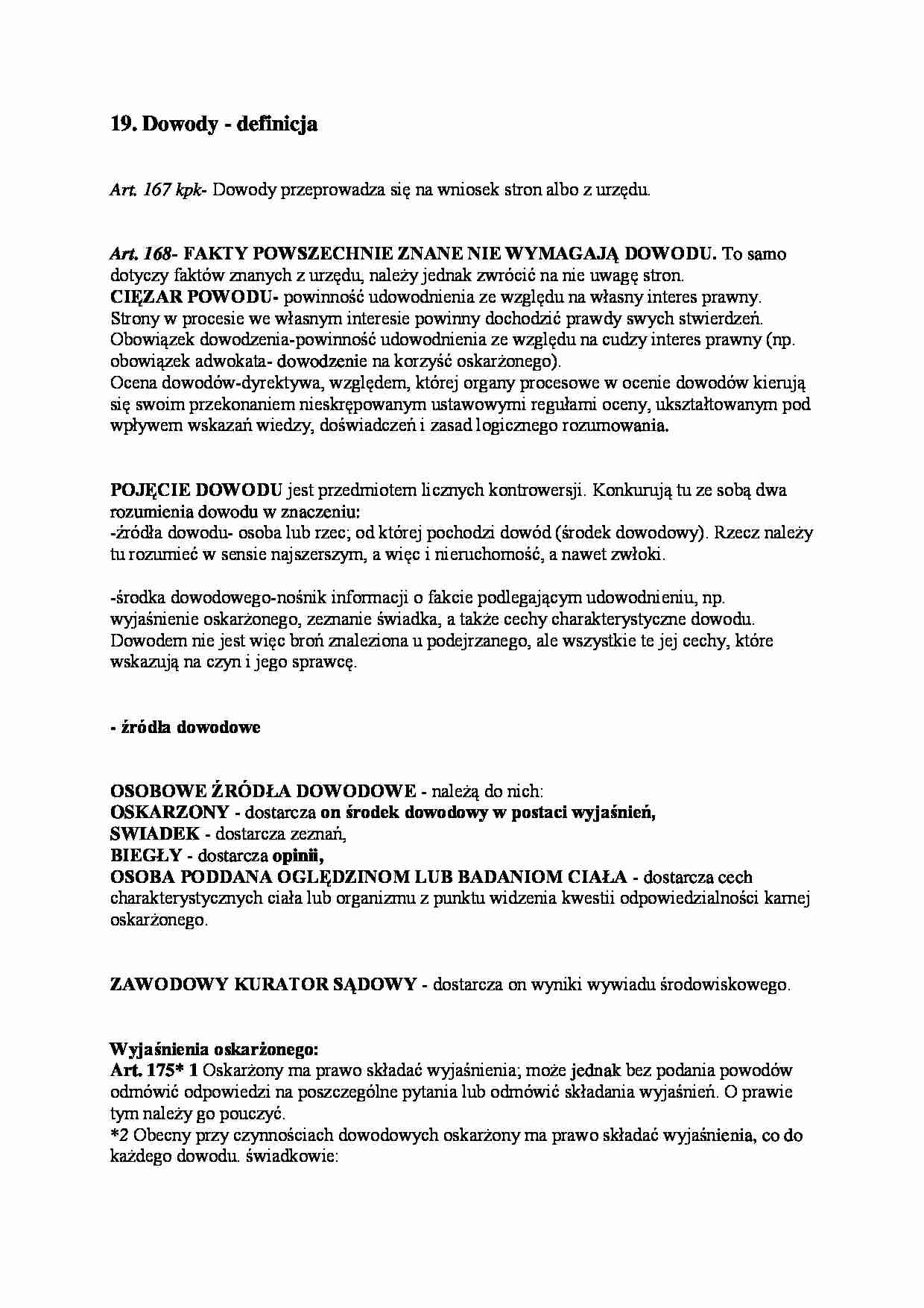 Prawo karne - dowody - omówienie  - strona 1