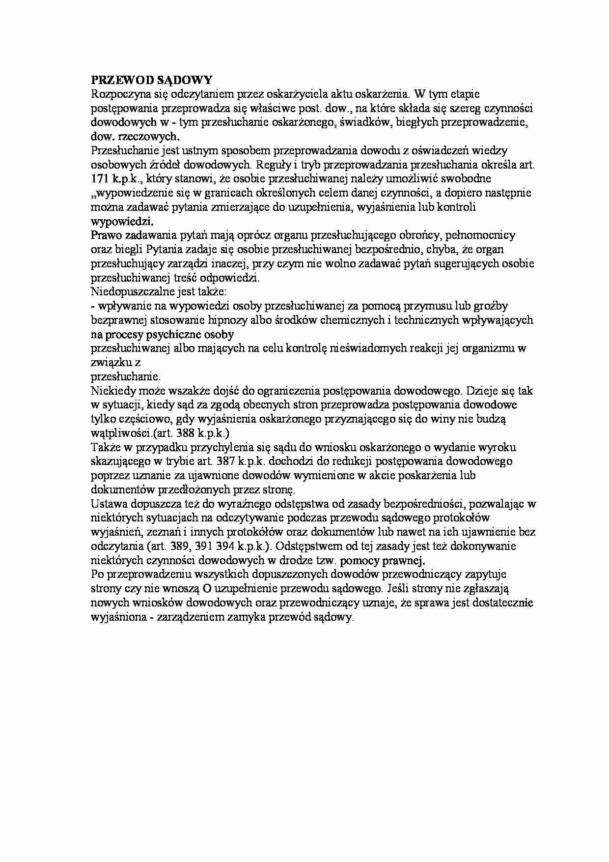 Przewód sądowy - opracowanie - strona 1