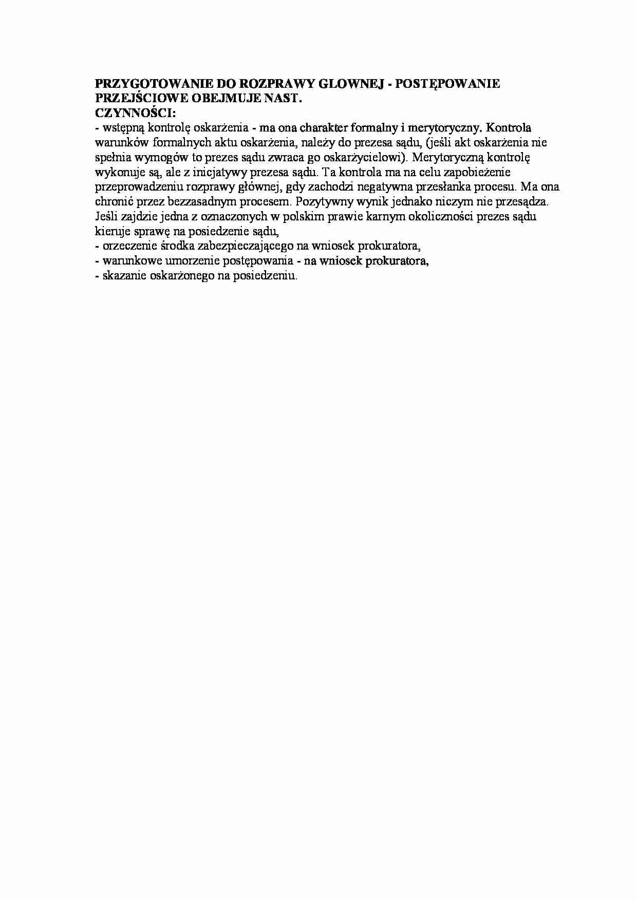 Przygotowanie do rozprawy głównej - opis  - strona 1