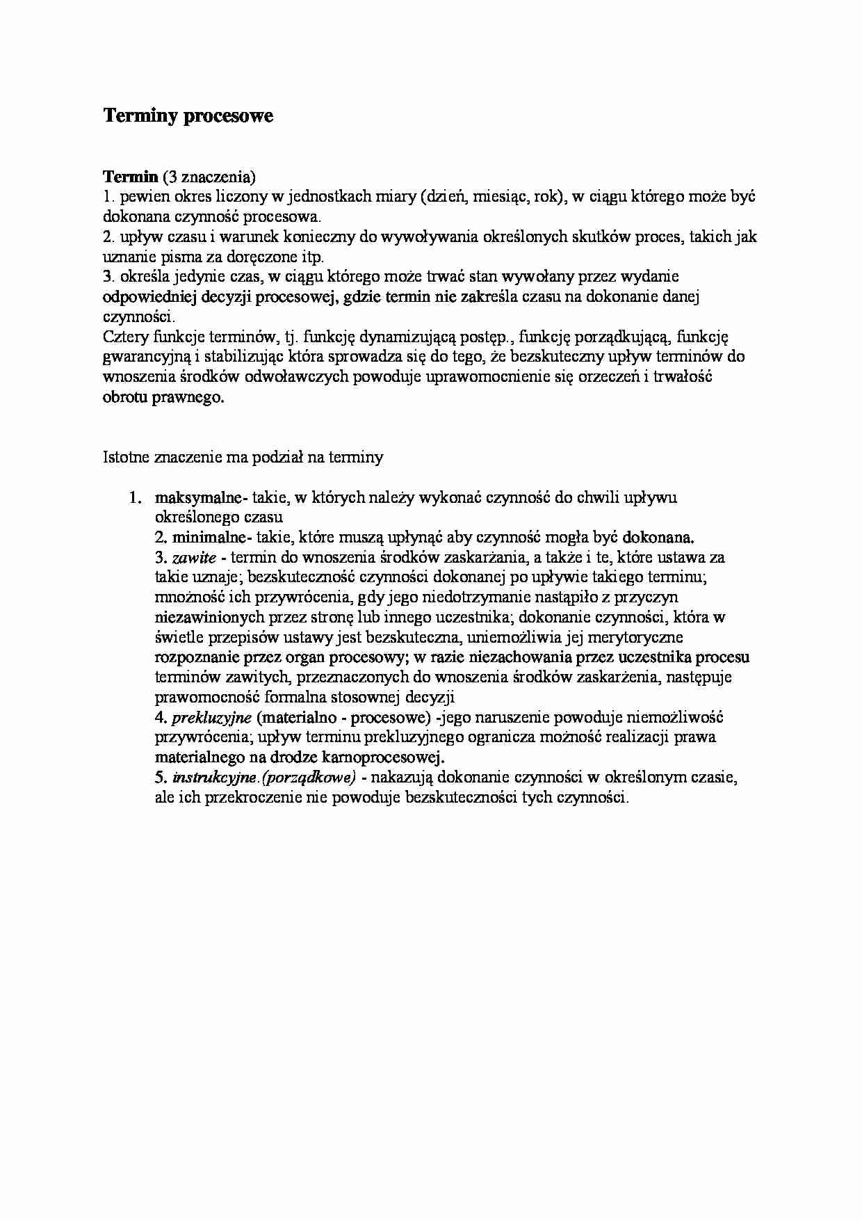 Terminy procesowe - opracowanie - strona 1