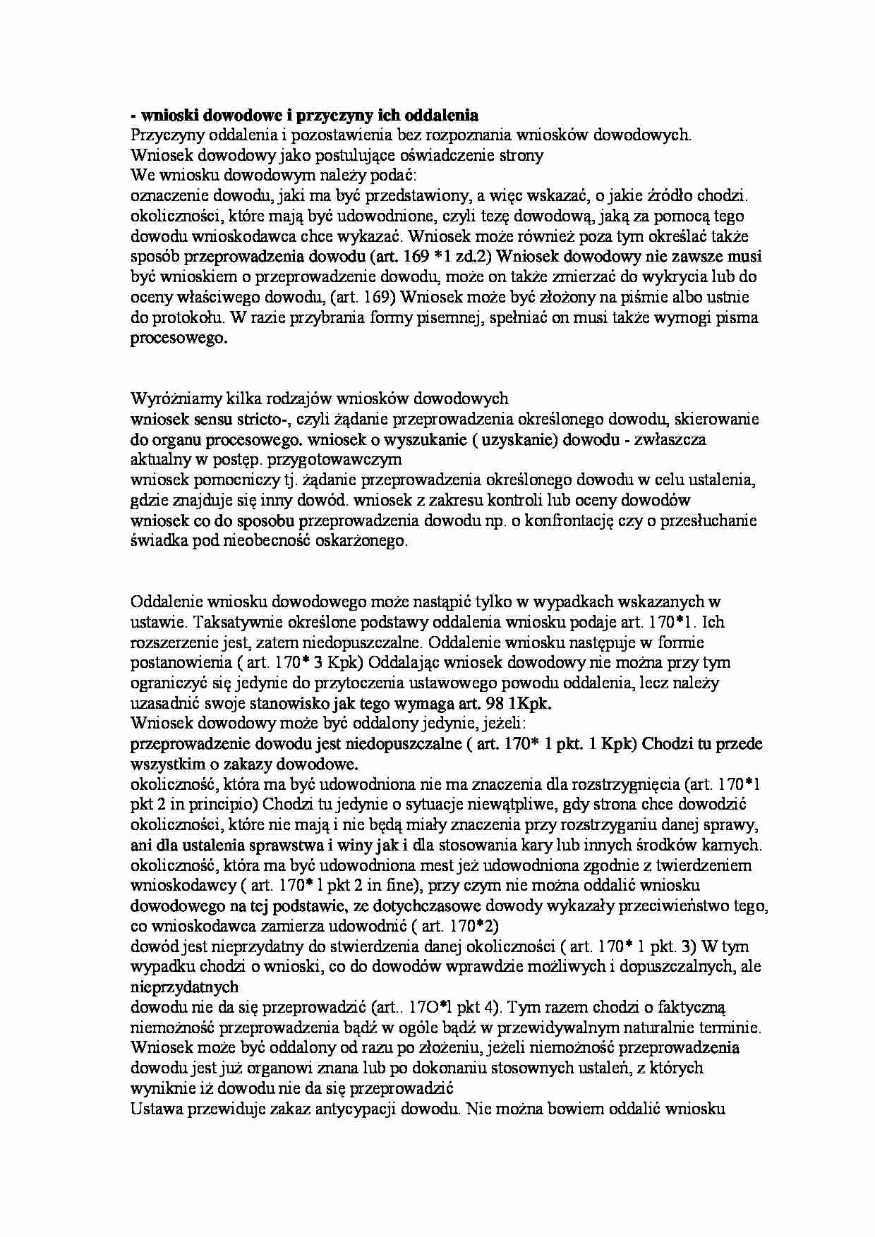 Wnioski dowodowe - opracowanie zagadnienia - strona 1