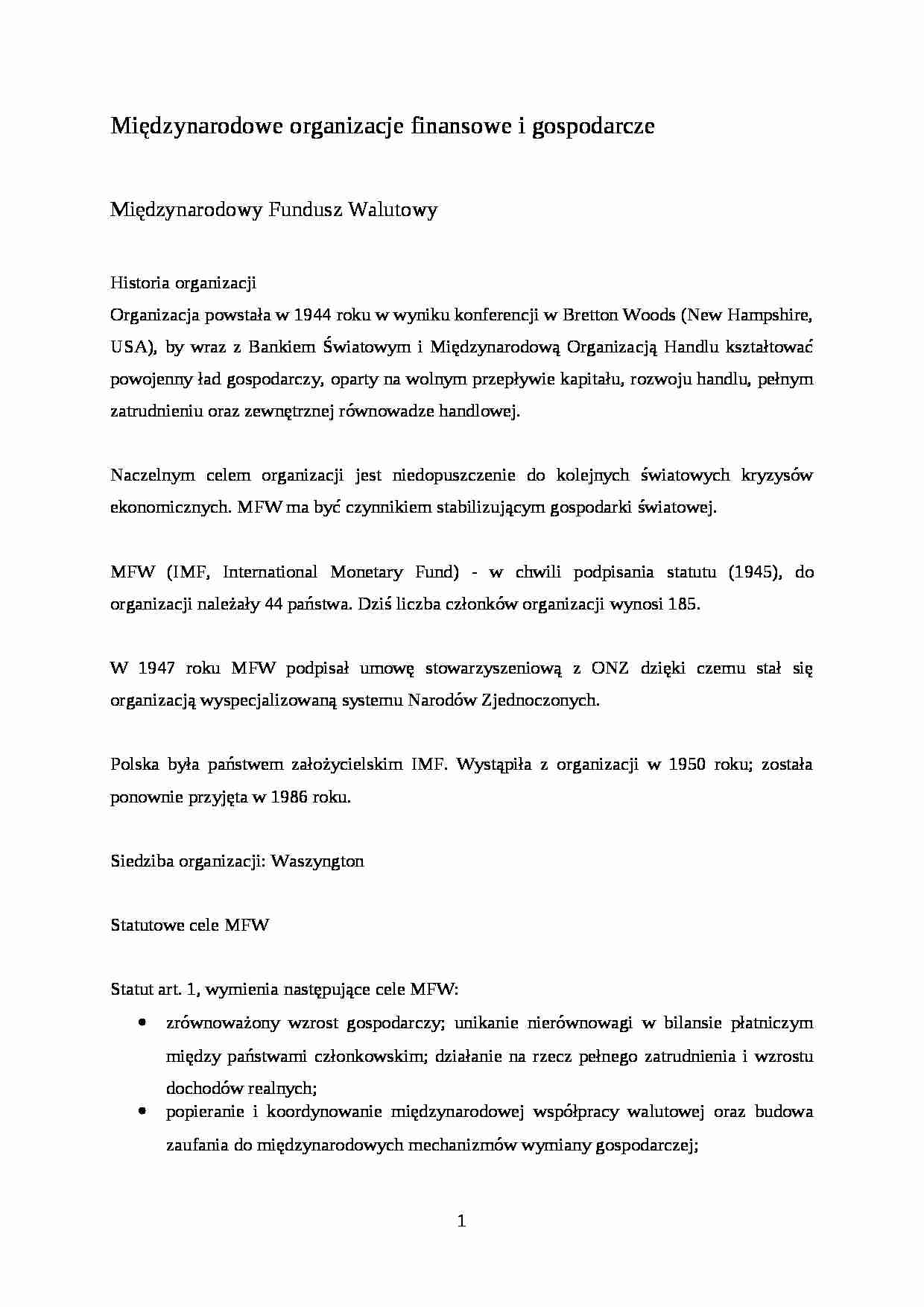 międzynarodowe instytucje finansowe - praca - strona 1