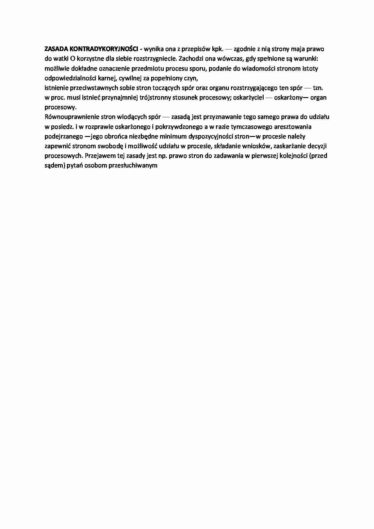 Zasada kontradykoryjności - omówienie  - strona 1