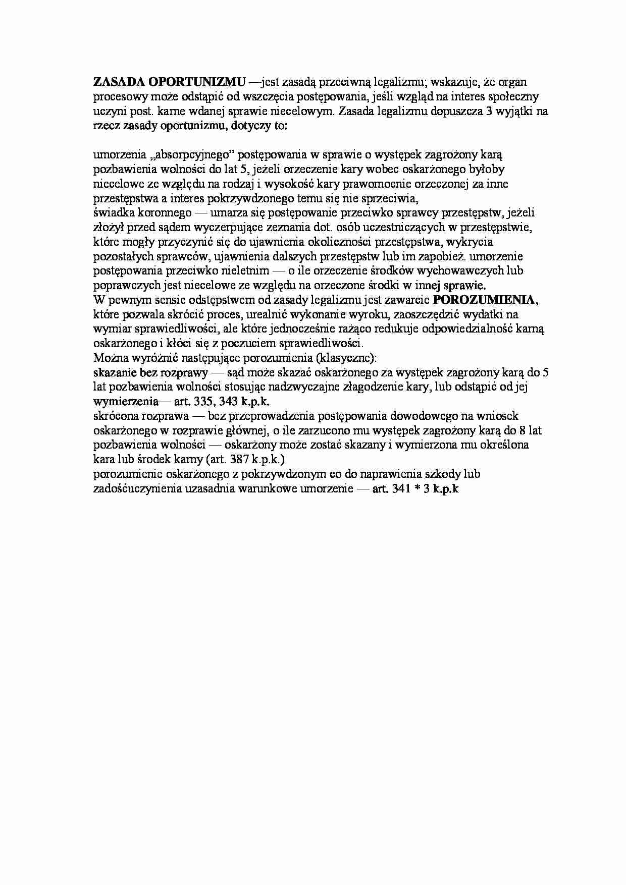 Zasada oportunizmu - opracowanie zagadnienia - strona 1