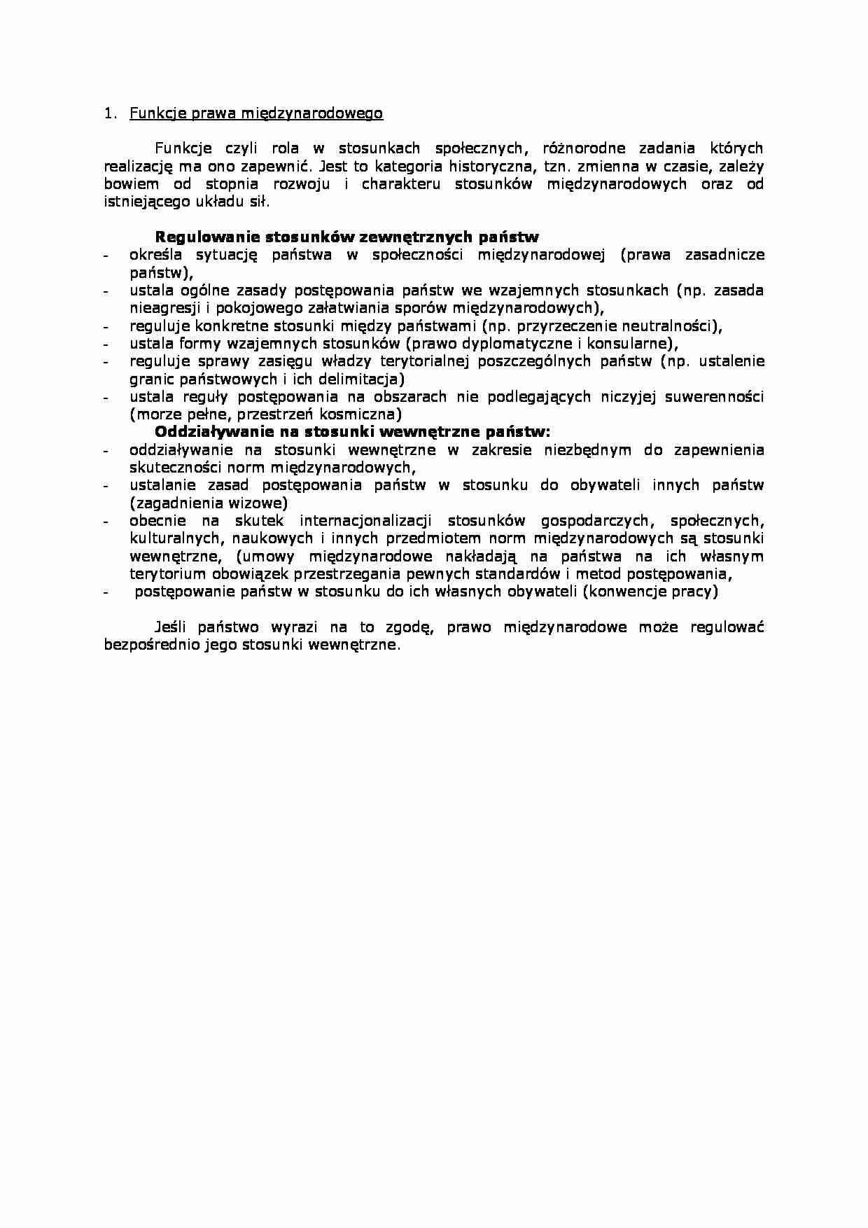 Funkcje prawa międzynarodowego - omówienie - strona 1