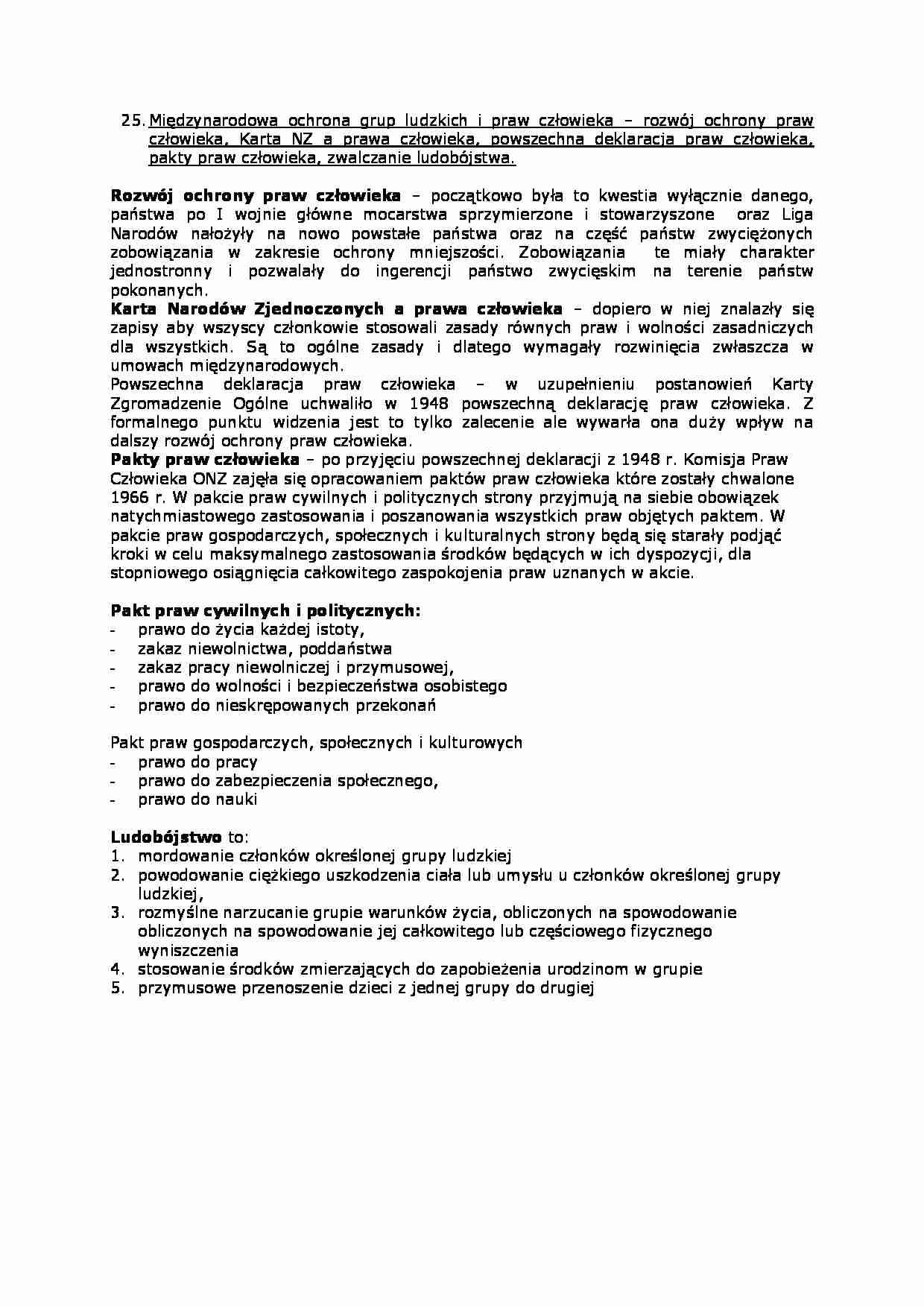 Międzynarodowa ochrona grup ludzkich i praw człowieka - omówienie - strona 1