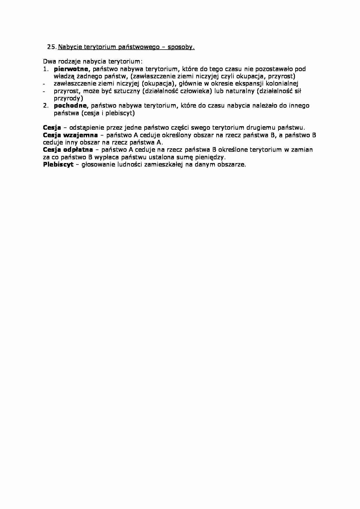 Nabycie terytorium państwowego - sposoby. - strona 1