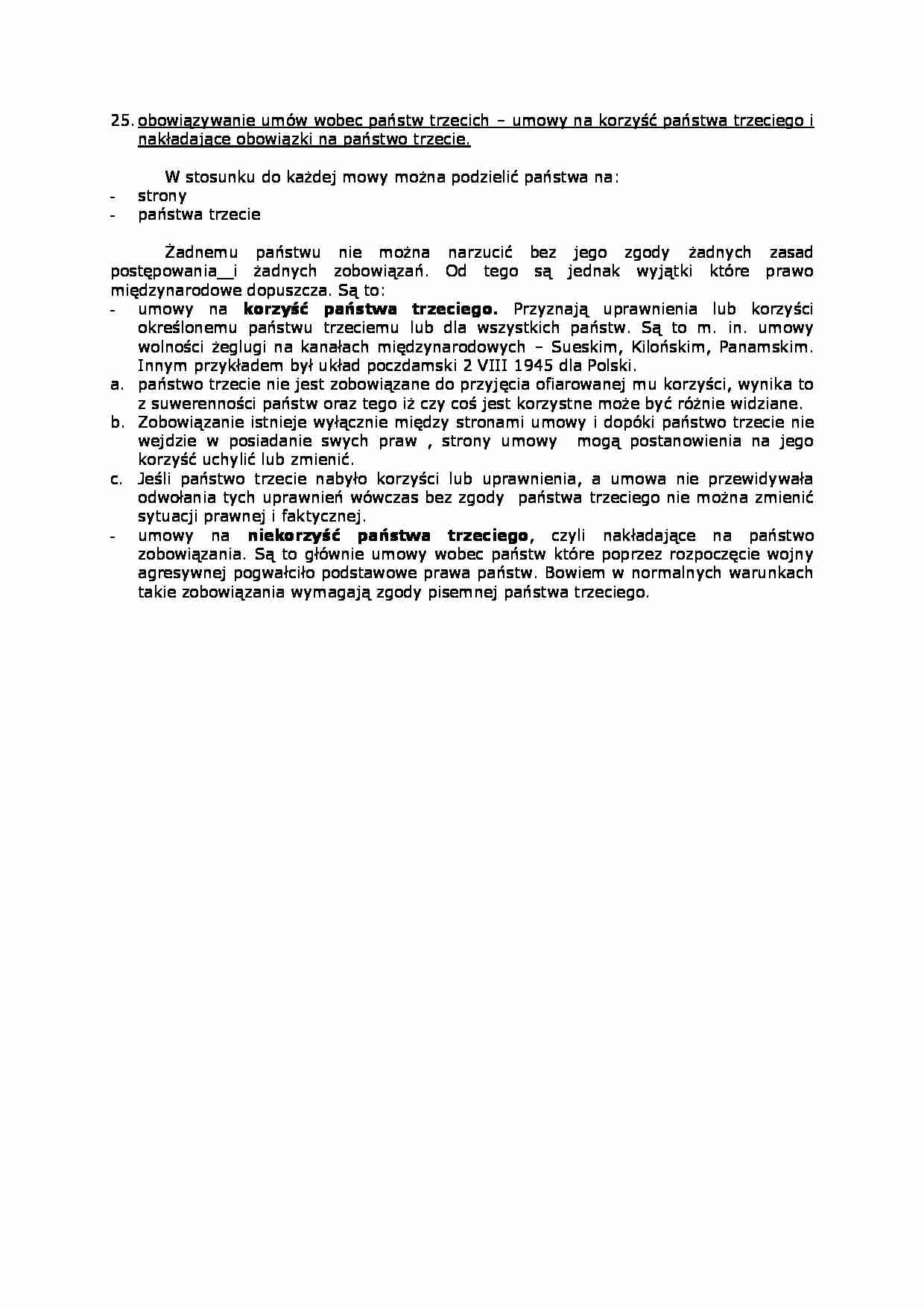 Obowiązywanie umów wobec państw trzecich - opracowanie - strona 1