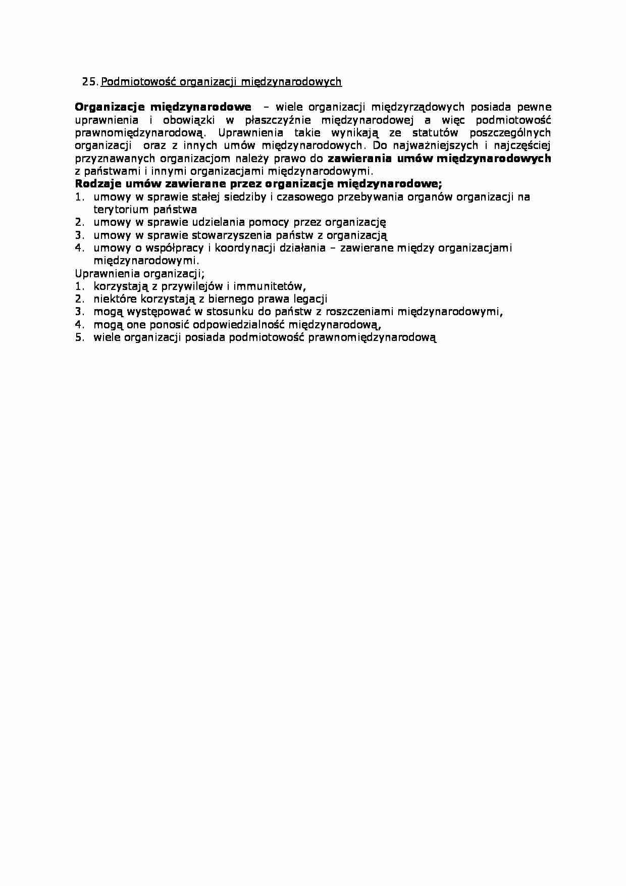 Podmiotowość organizacji międzynarodowych - omówienie - strona 1