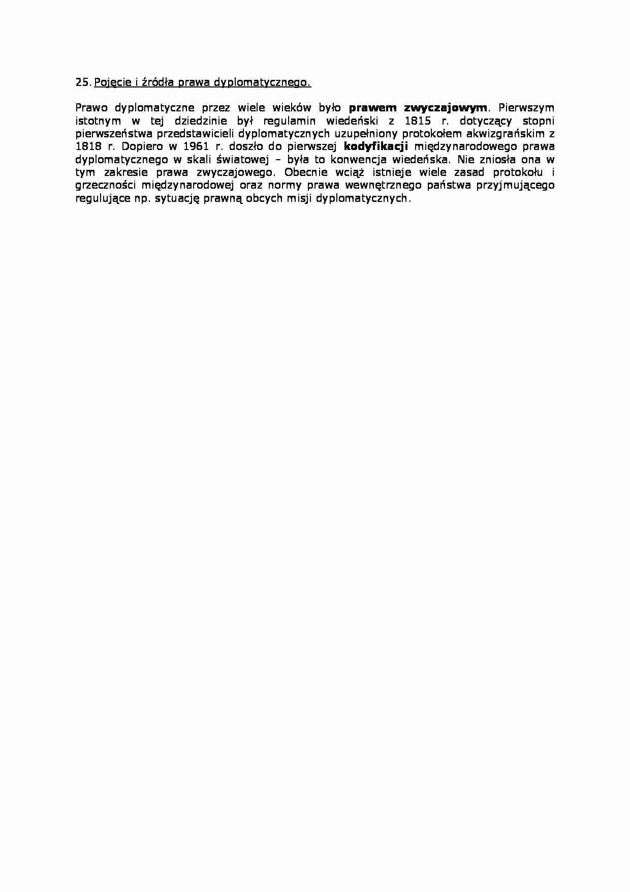Pojęcie i źródła prawa dyplomatycznego. - strona 1