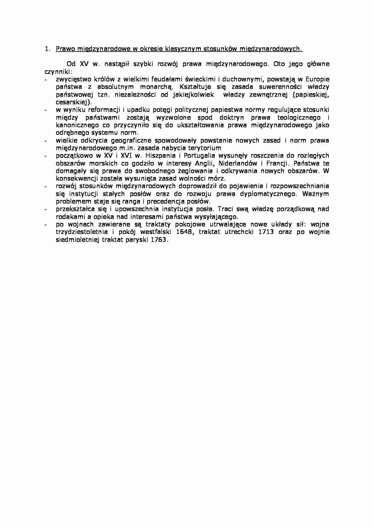 Prawo międzynarodowe w okresie klasycznym stosunków międzynarodowych. - strona 1