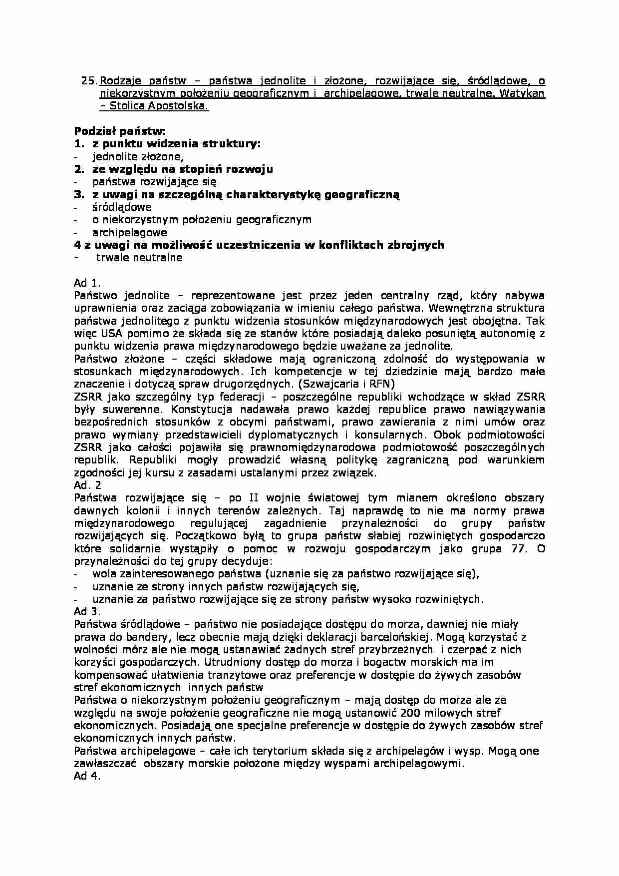 Rodzaje państw - omówienie  - strona 1