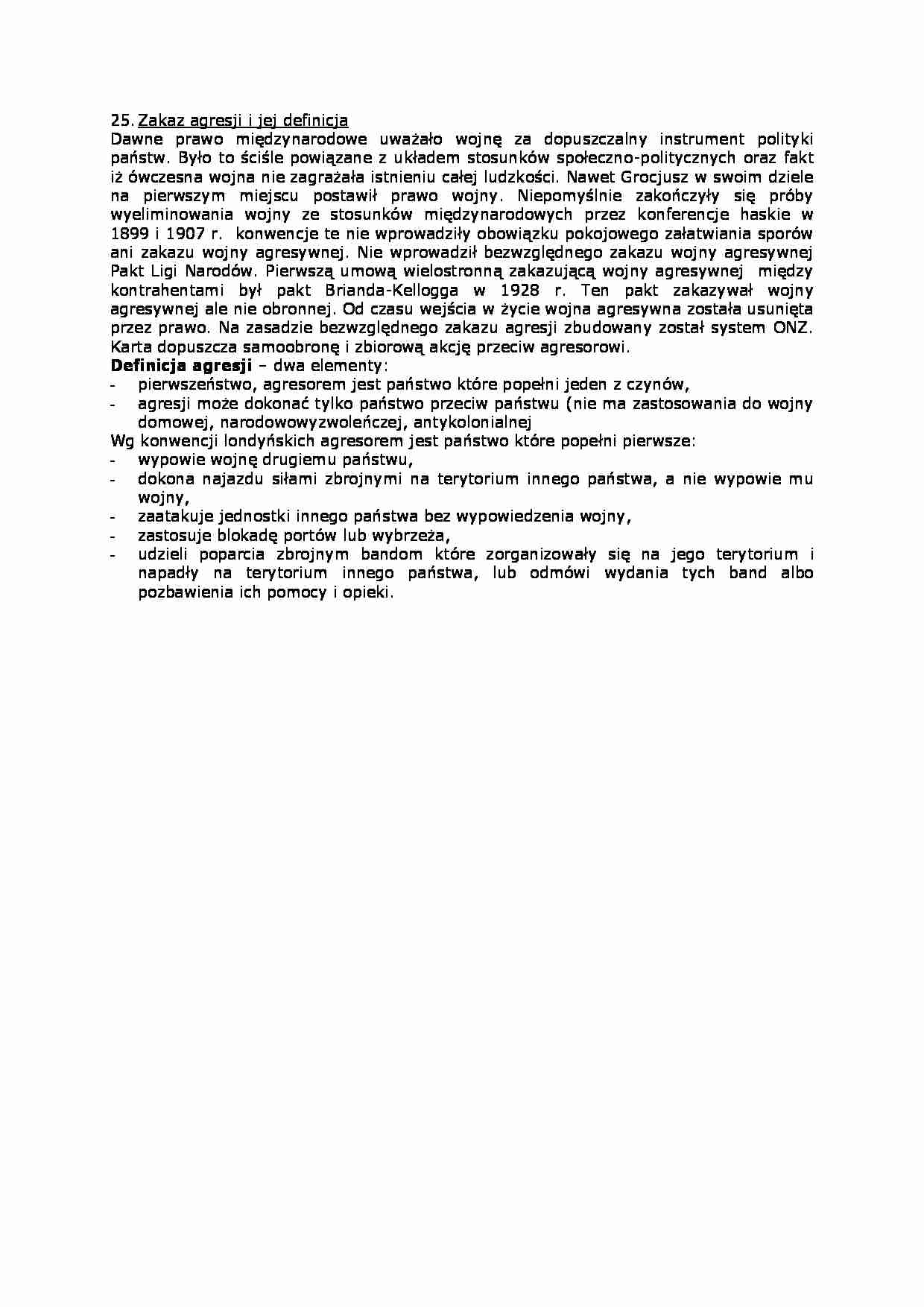 Zakaz agresji i jej definicja  - strona 1