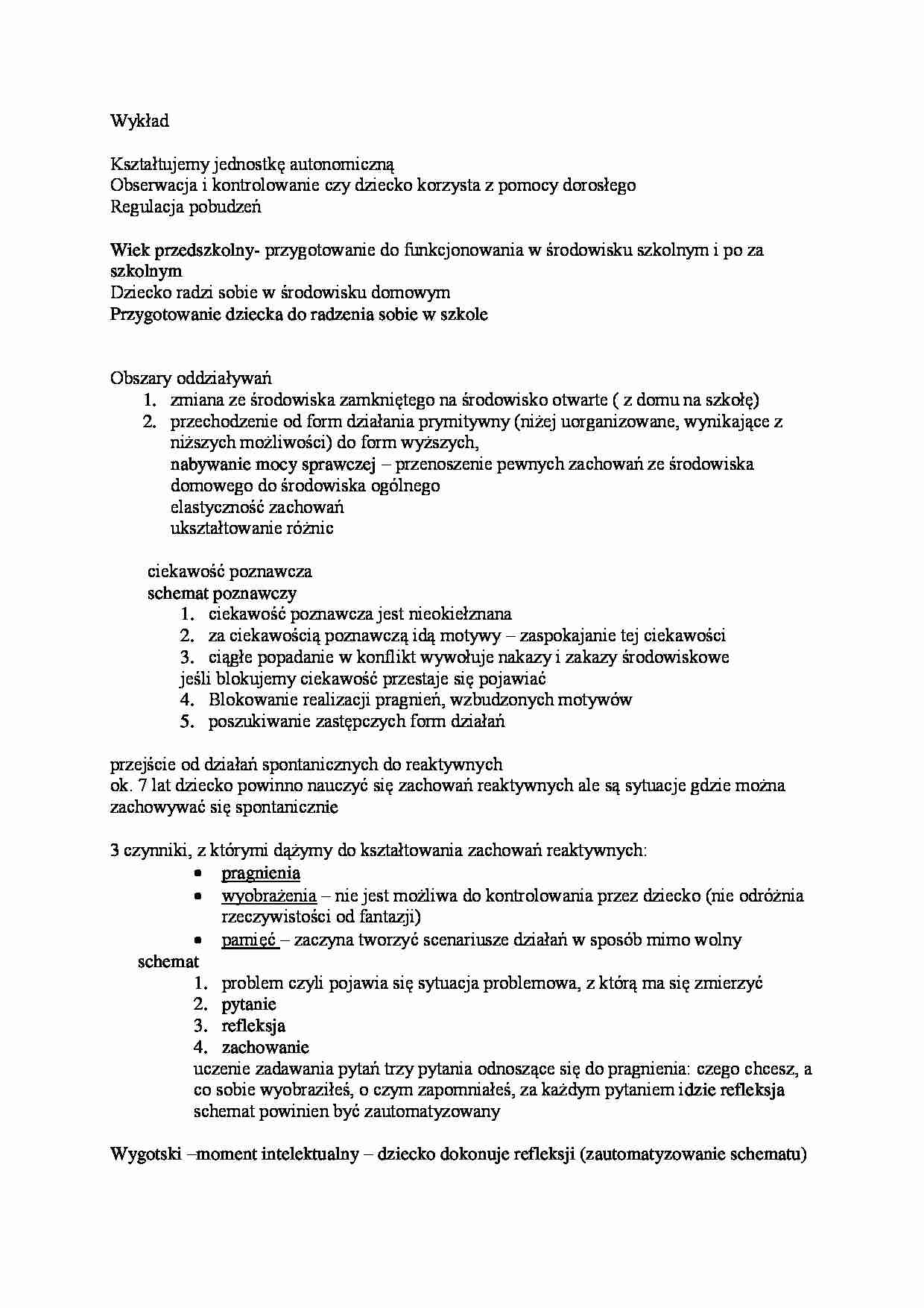 Okres przedszkolny - omówienie - Zachowania reaktywne - strona 1