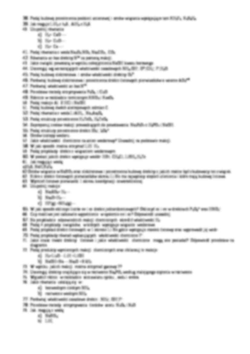 Chemia nieorganiczna - przykładowe pytania na egzamin - strona 2