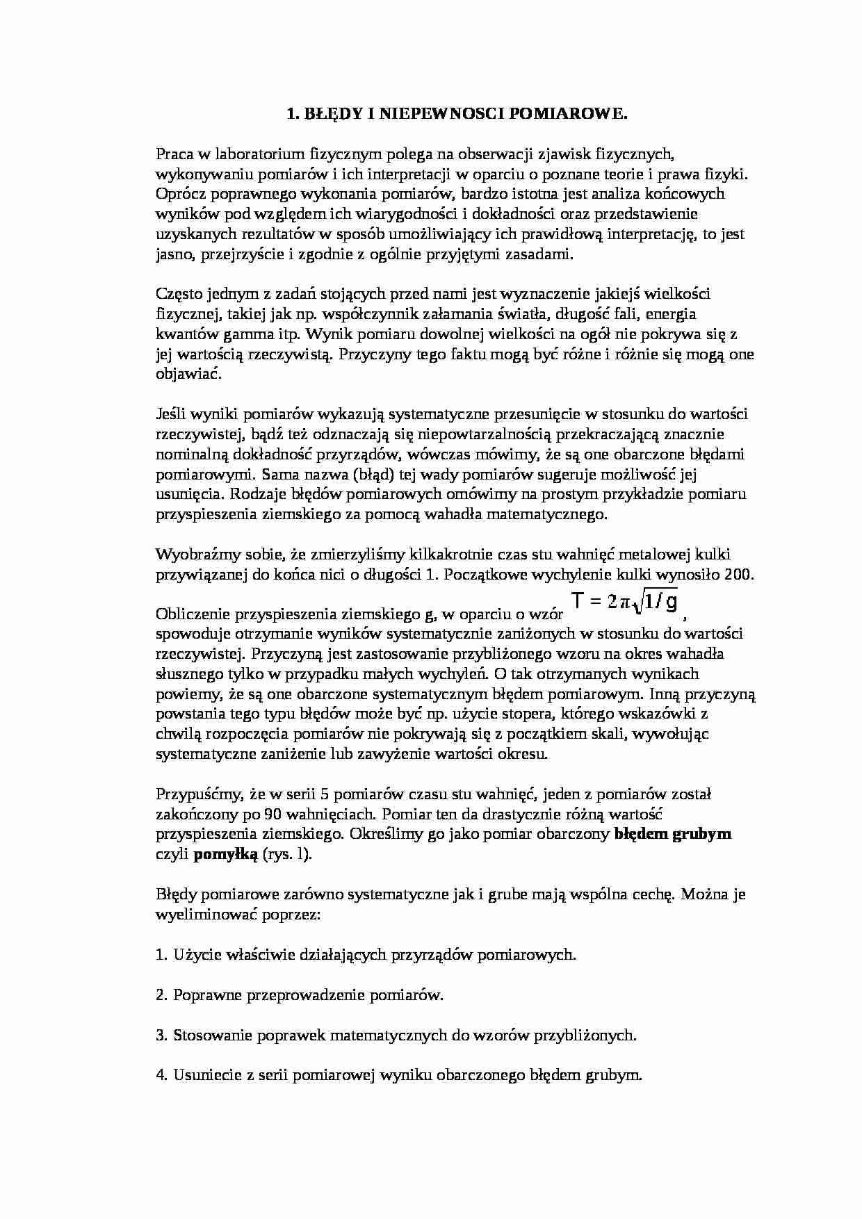 Błędy i niepewności pomiarowe - strona 1