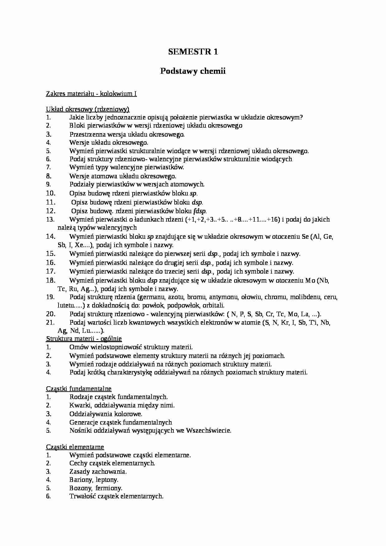 Zakres materiału - kolokwium I - strona 1
