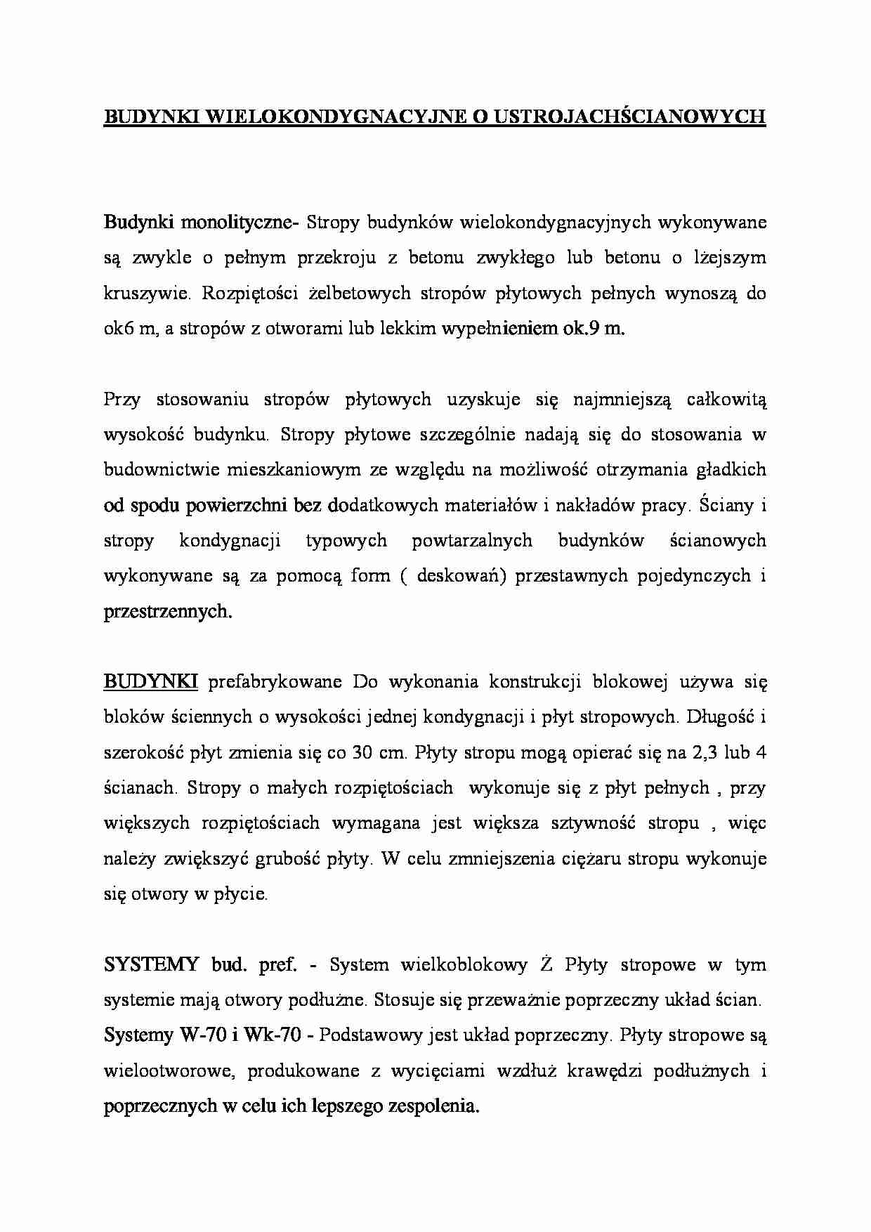 Budynki wielokondygnacyjne o ustrojach ścianowych - omówienie  - strona 1