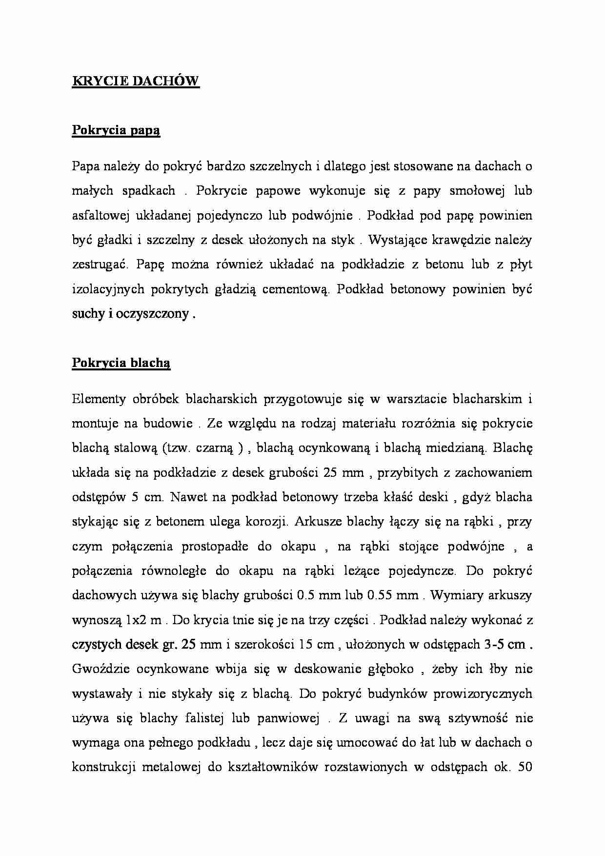 Krycie dachów - omówienie  - strona 1
