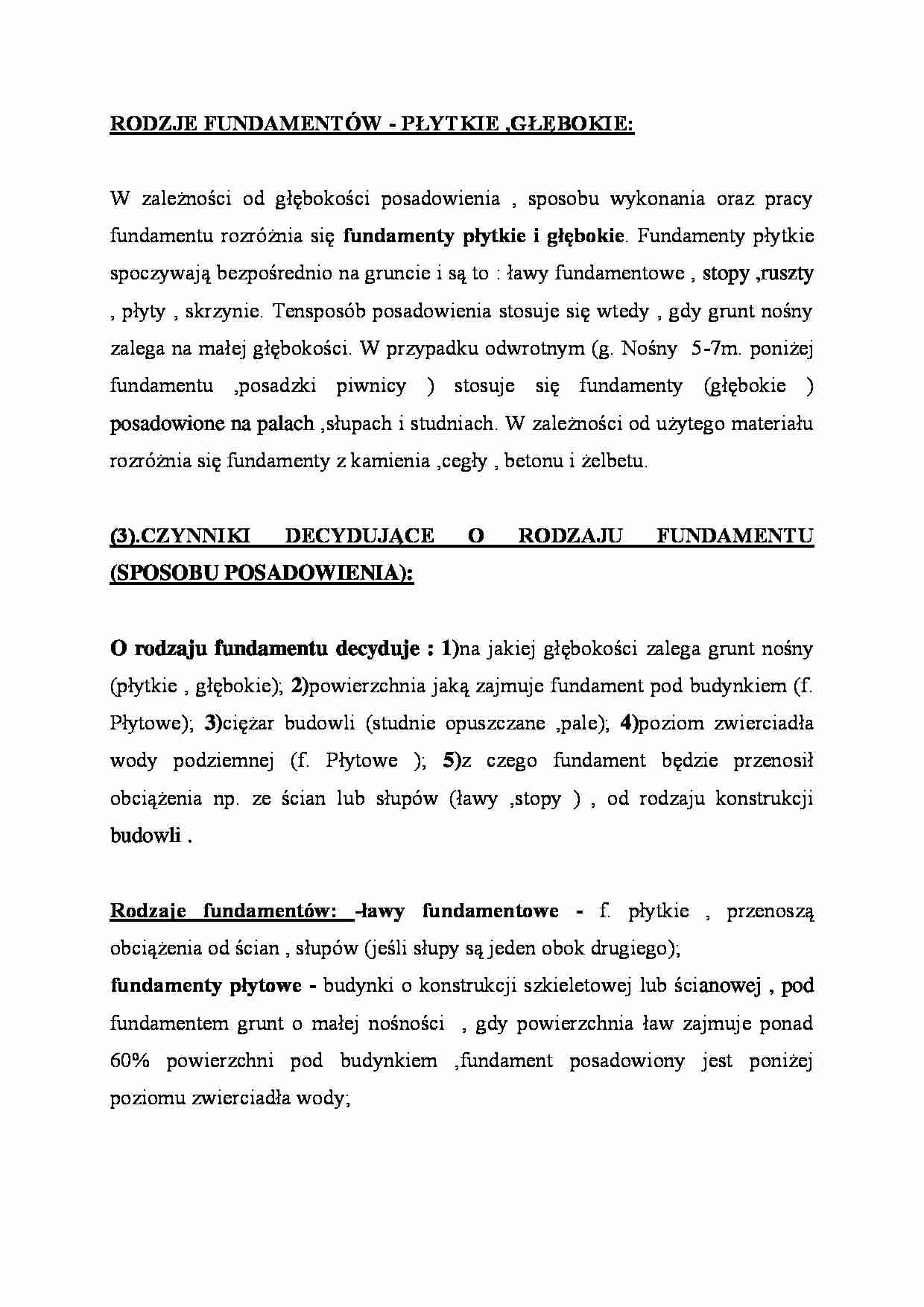 Rodzaje fundamentów - omówienie  - strona 1