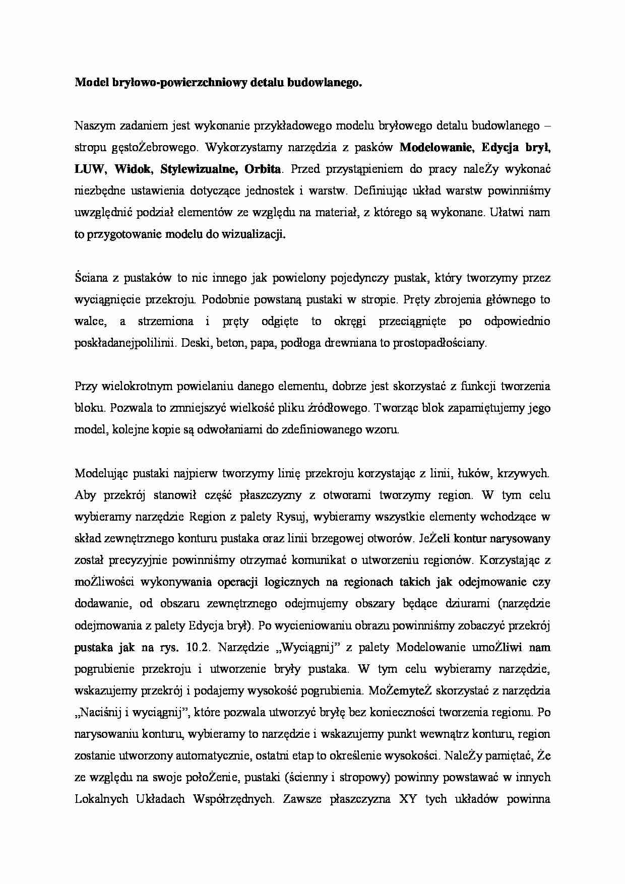 Model bryłowo-powierzchniowy detalu budowlanego. - strona 1