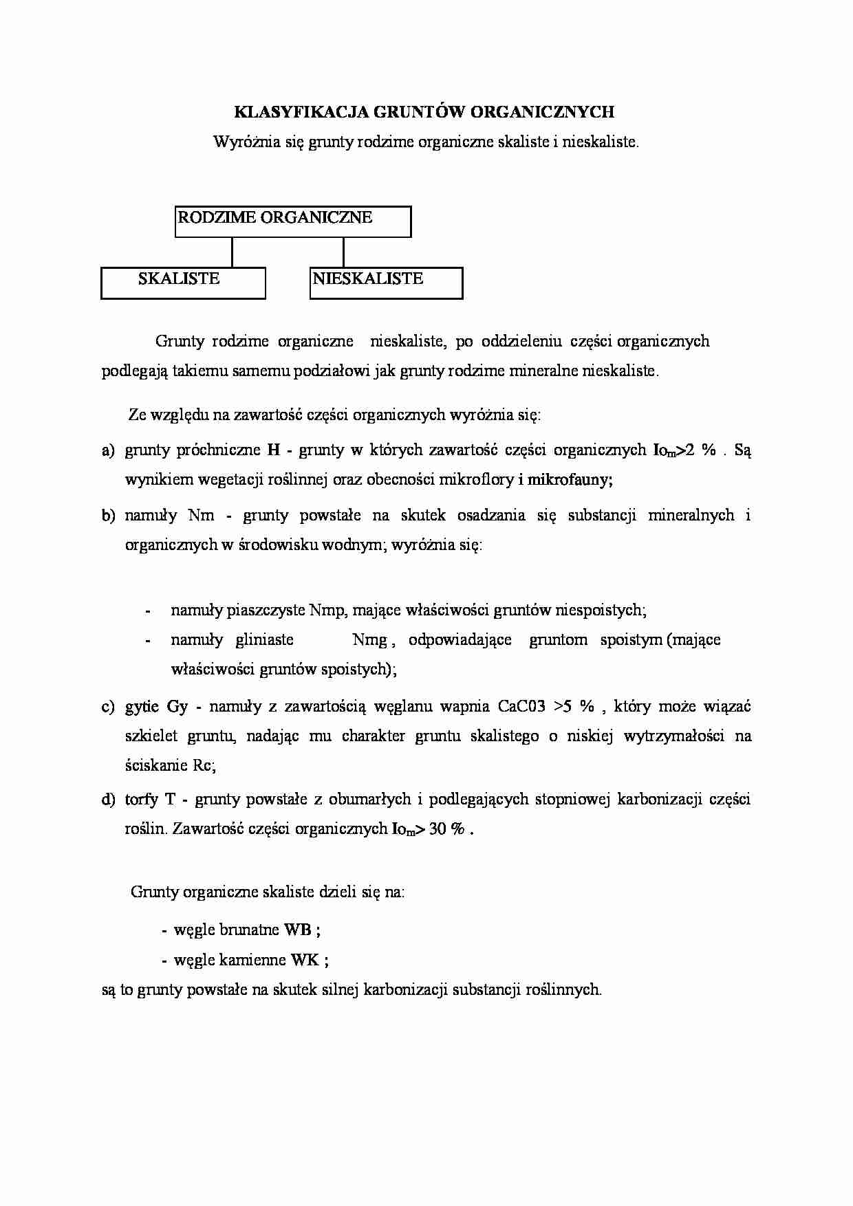 Klasyfikacja gruntów organicznych - omówienie  - strona 1