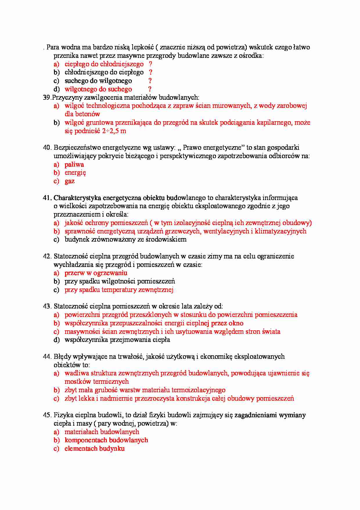 Fizyka budowli - pytania egzaminacyjne 1 - strona 1