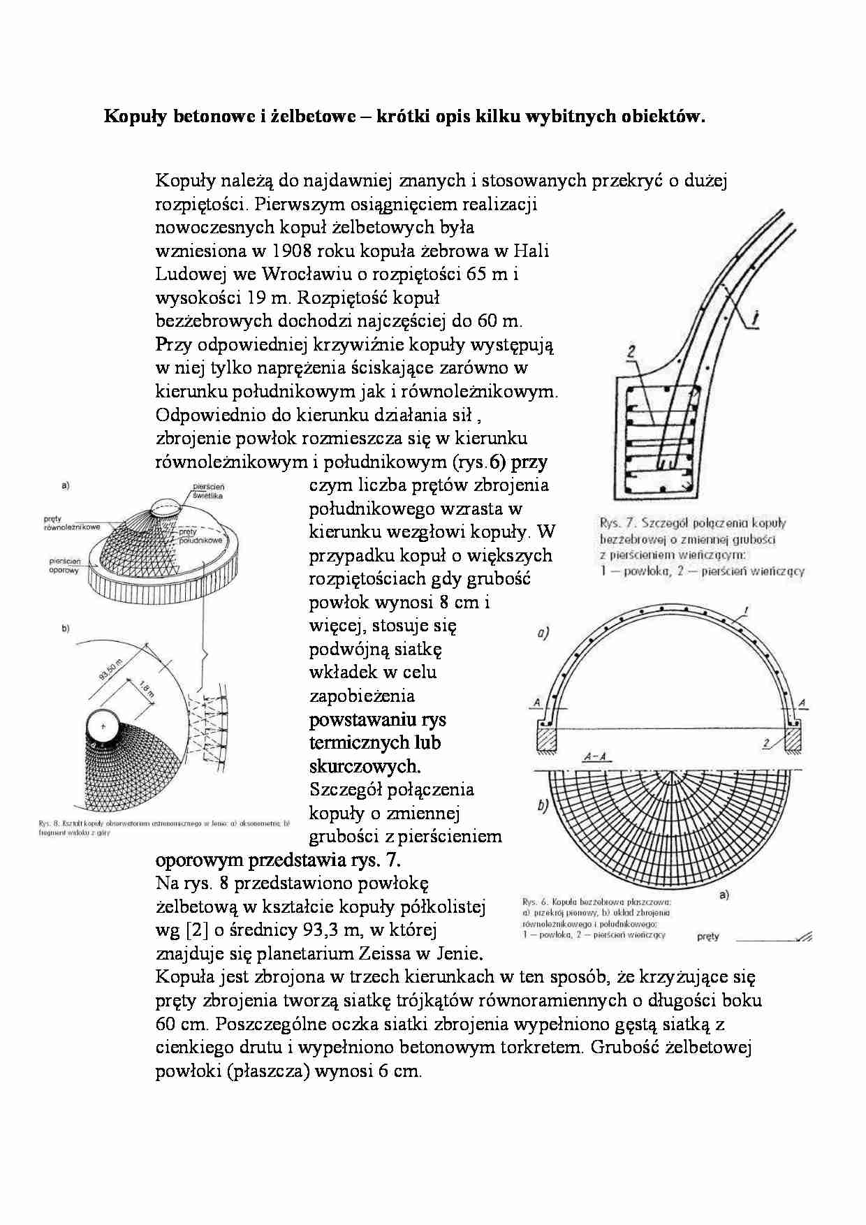Kopuły betonowe i żelbetowe - omówienie  - strona 1