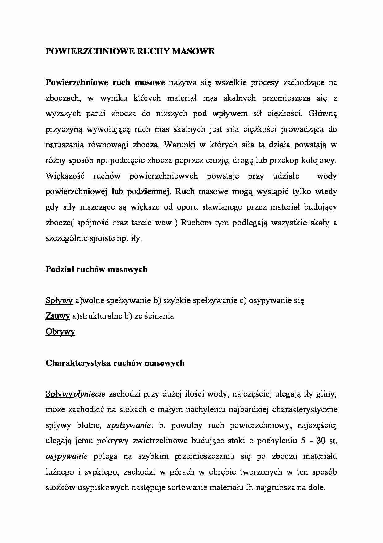 Powierzchniowe ruchy masowe - omówienie  - strona 1