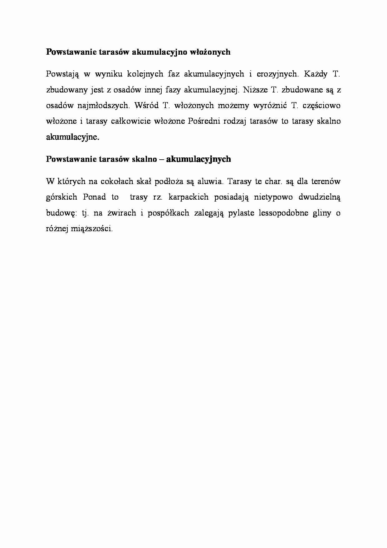 Powstawanie tarasów akumulacyjno włożonych  - omówienie  - strona 1